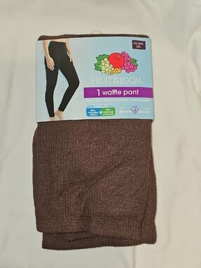 Fruit of the Loom Women's Plus XXL (20) Chestnut Waffle Knit Thermal Pants New